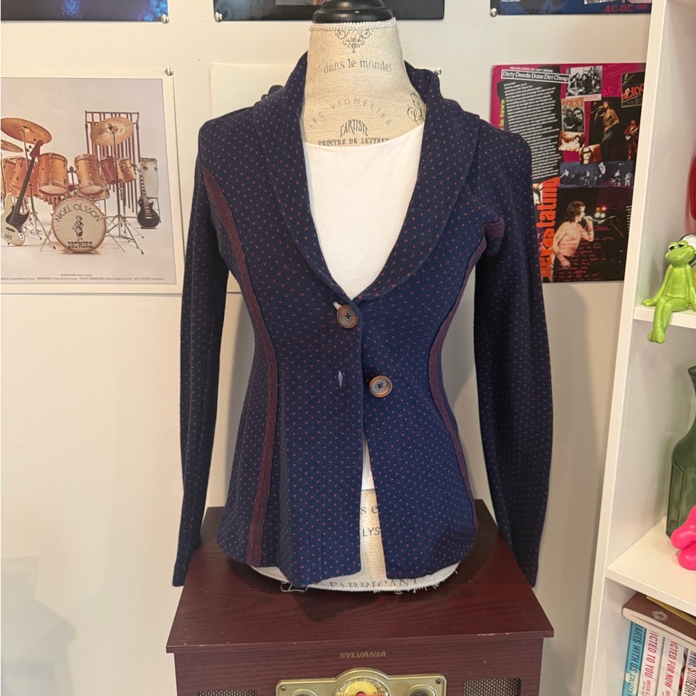 Women's Navy Blue Polka Dot Jacket